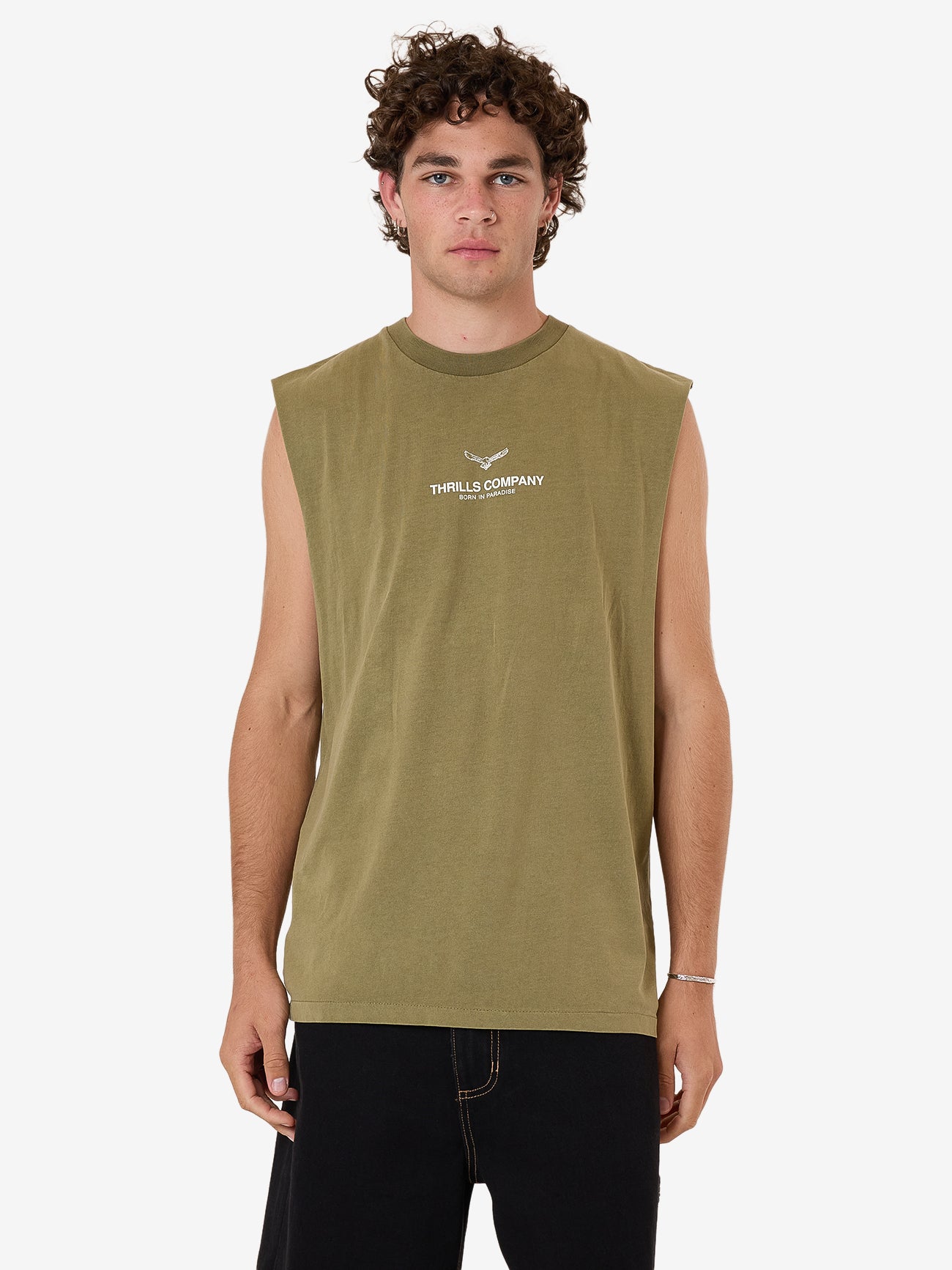 Emblem Merch Fit Muscle Tee - Olive