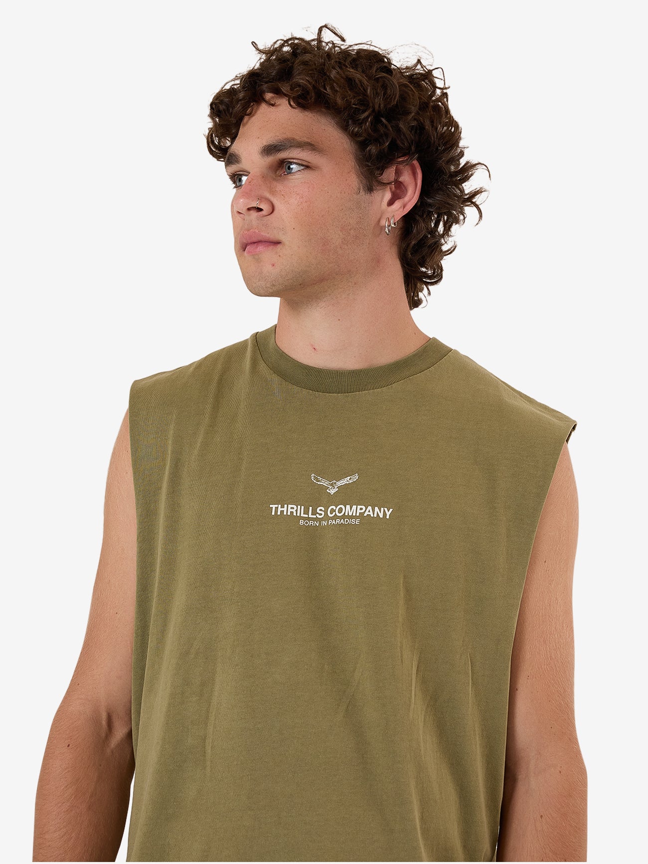 Emblem Merch Fit Muscle Tee - Olive