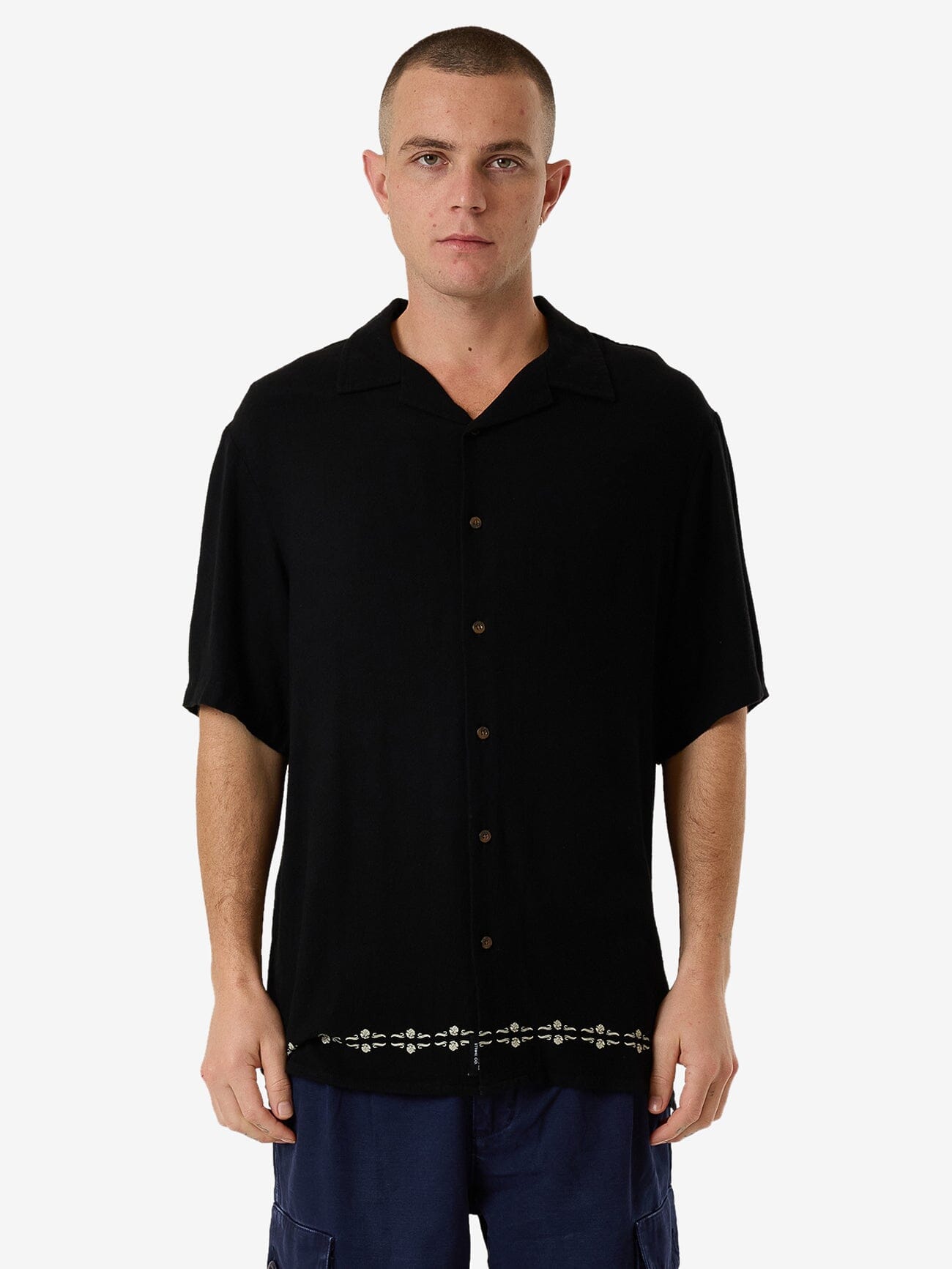 Be Adorned Bowling Shirt - Black XS