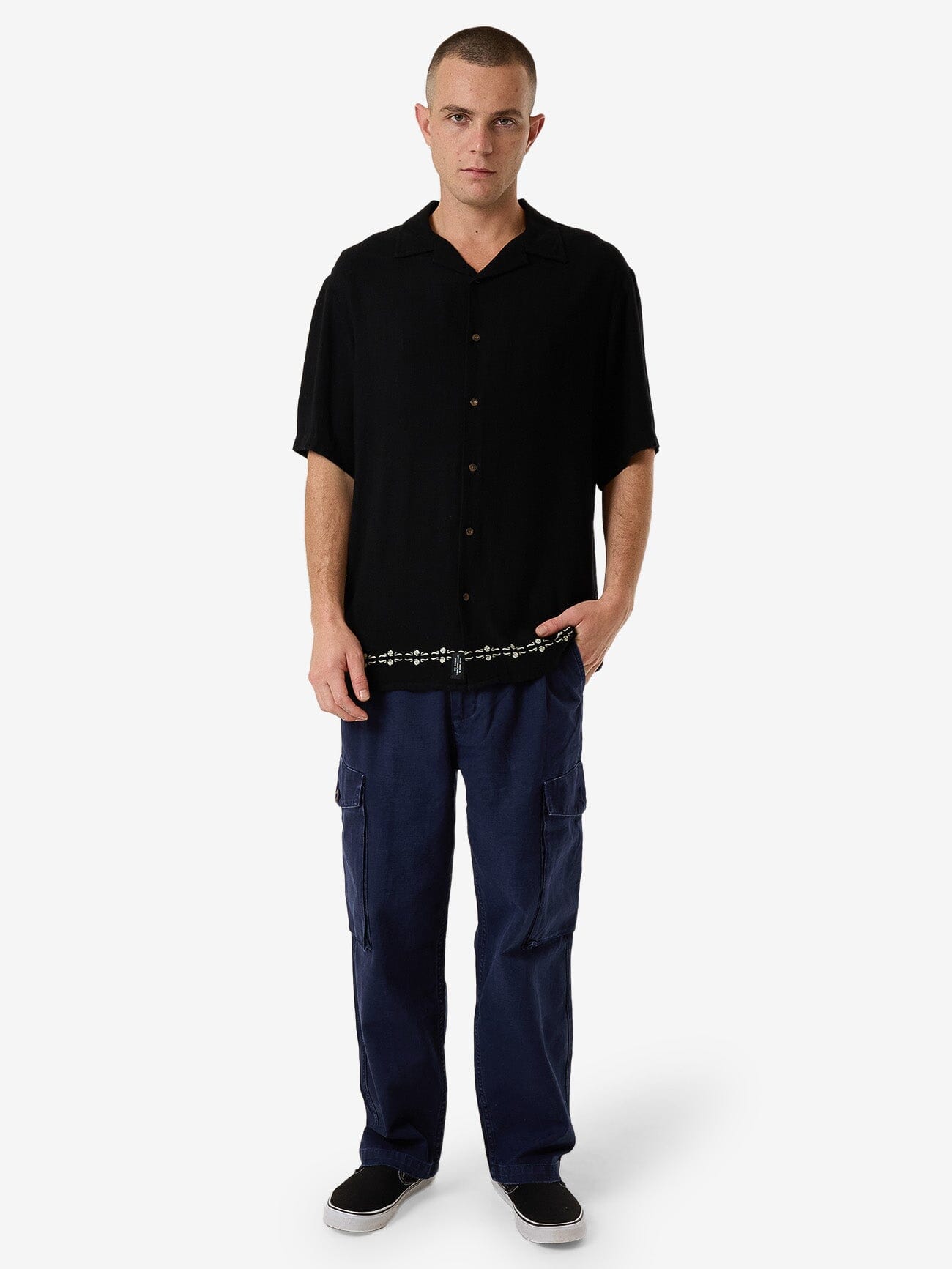 Be Adorned Bowling Shirt - Black XS