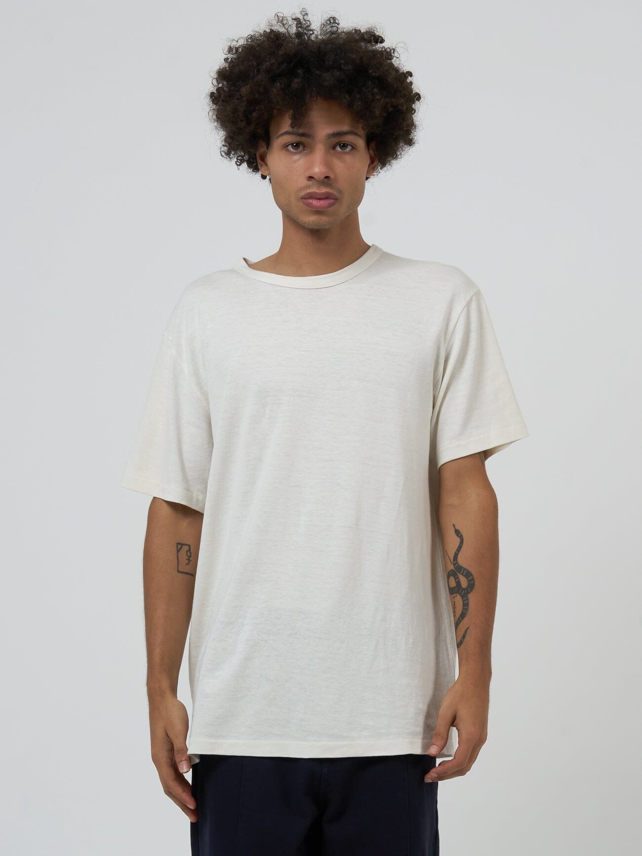 Hemp Thrills Embro Lightweight Merch FIt Tee - Dirty White