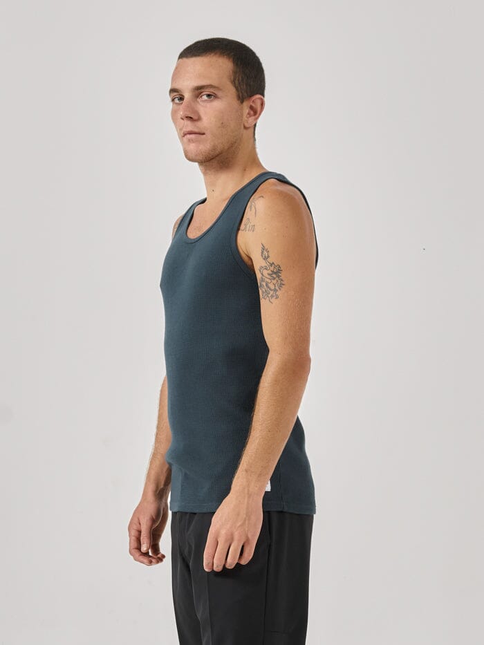 Existencial Waffle Singlet - Jasper Green