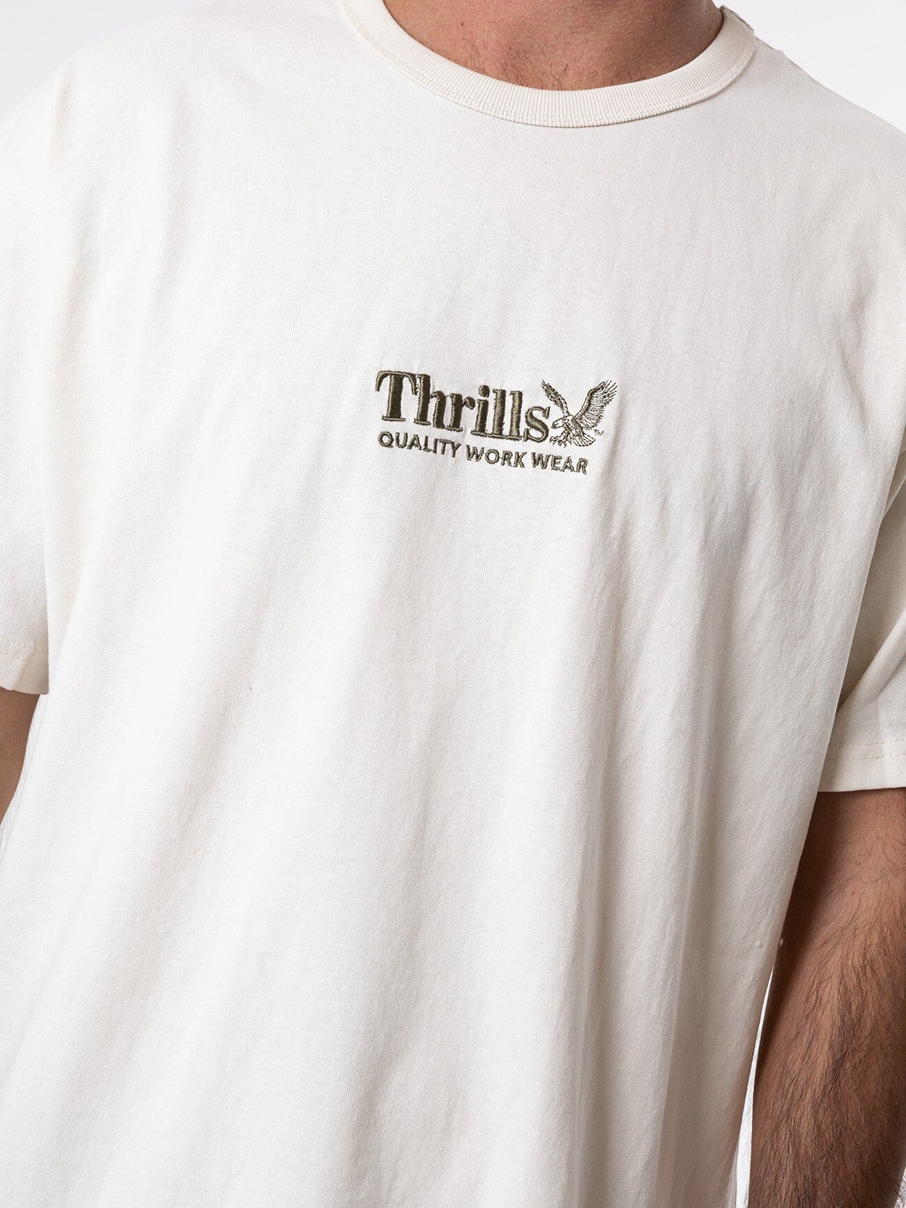 Thrills Workwear Embro Box Fit Tee - Heritage White