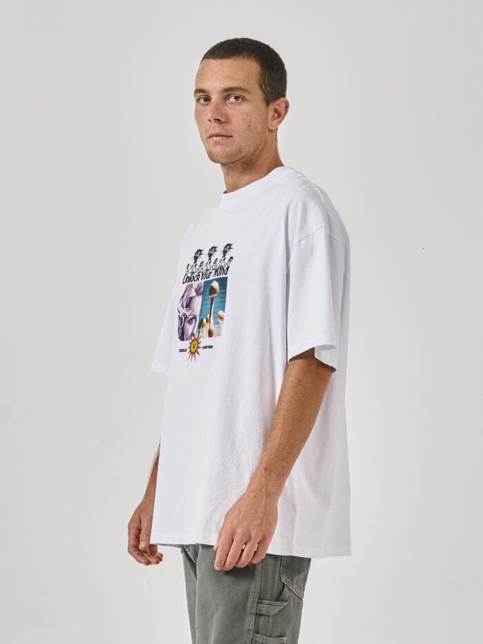 Unlock Your Mind Box Fit Oversize Tee - White