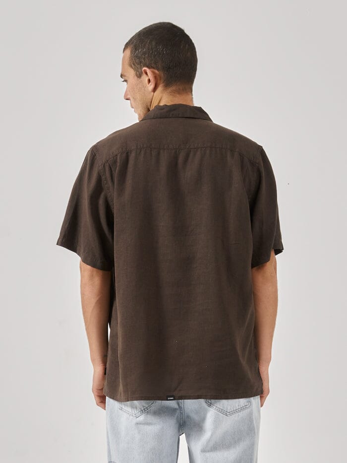 Hemp Minimal Thrills Bowling Shirt - Postal Brown