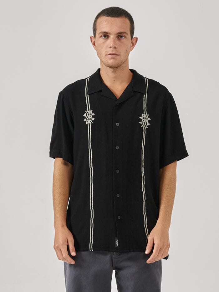 Enigma Bowling Shirt - Washed Black