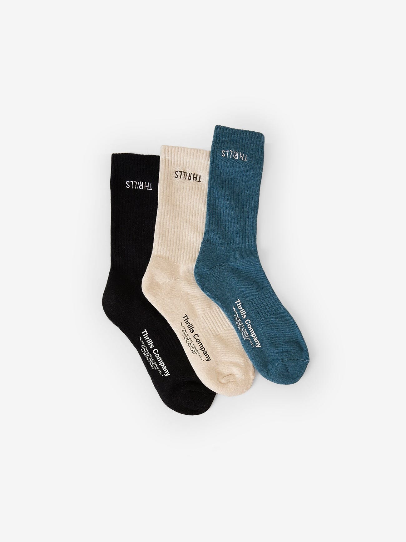 Minimal Thrills Embro 3 Pack Sock - Heritage White - Black - Dark
