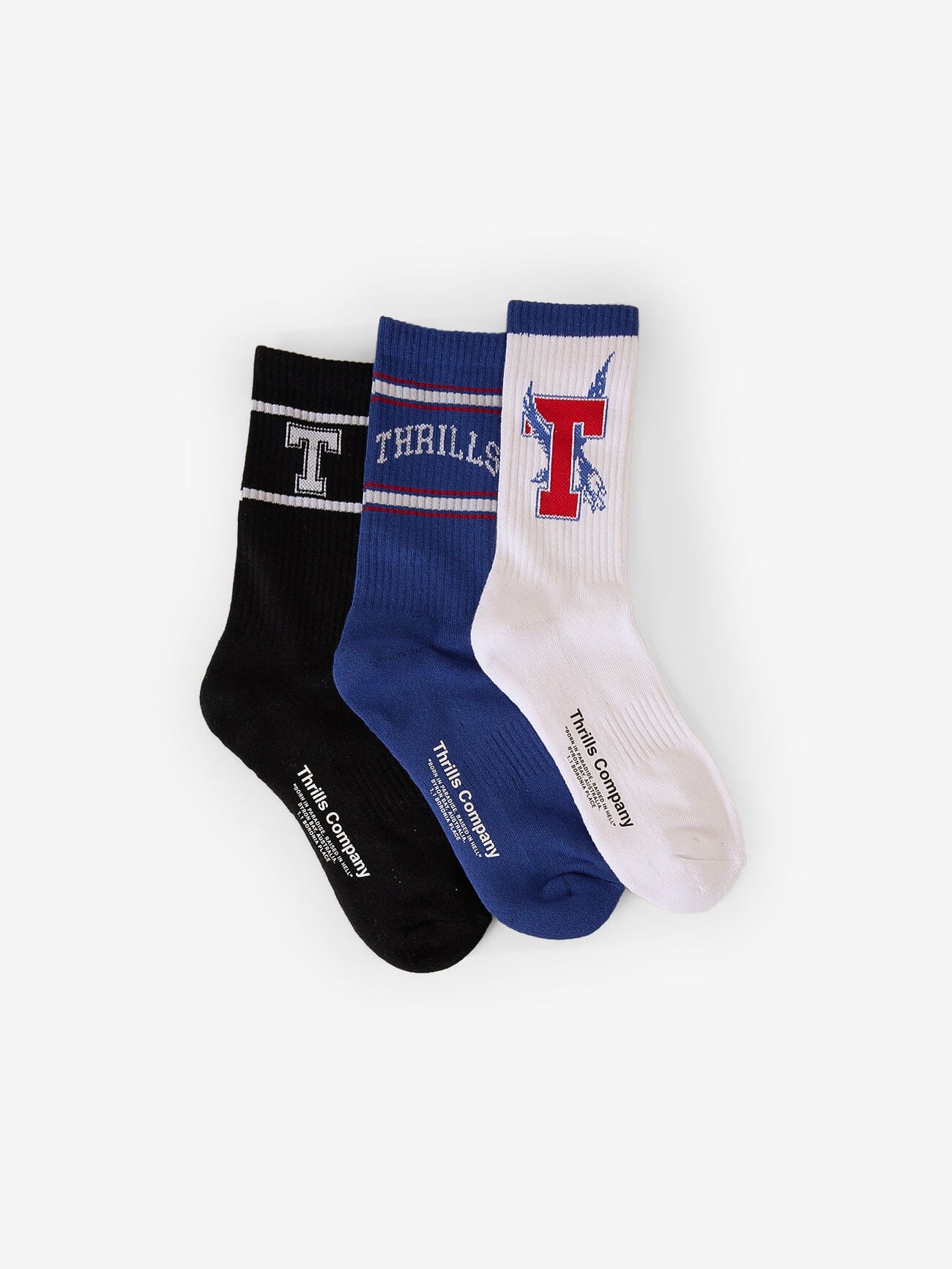 Roosevelt 3 Pack Sock - White - Limoges - Black One Size