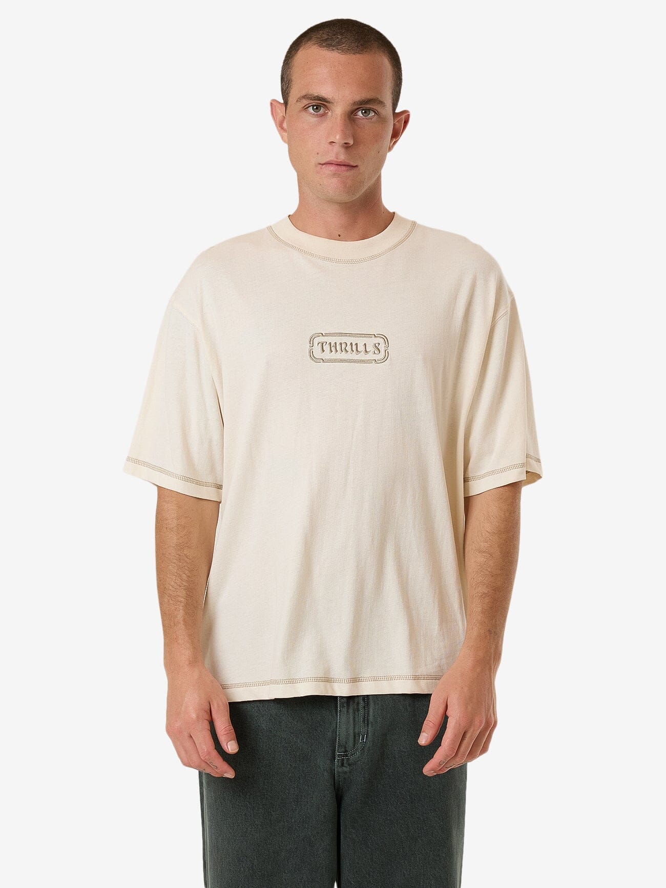 Lost In Paradise Embro Box Fit Oversize Short Tee - Unbleached XS