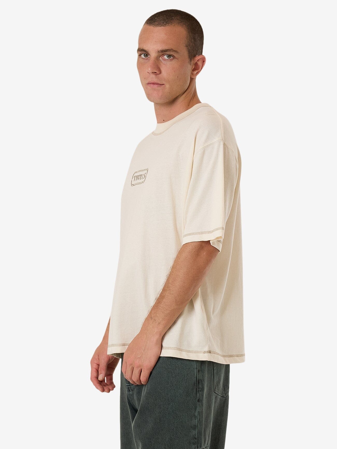 Lost In Paradise Embro Box Fit Oversize Short Tee - Unbleached XS