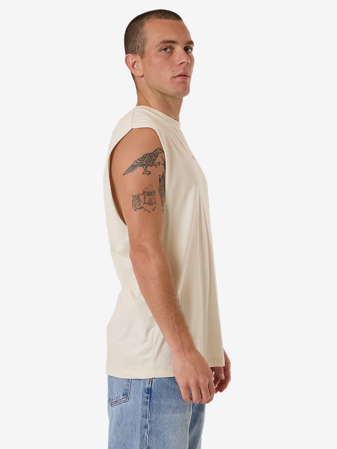 Minimal Thrills Merch Fit Muscle Tee - Heritage White XS