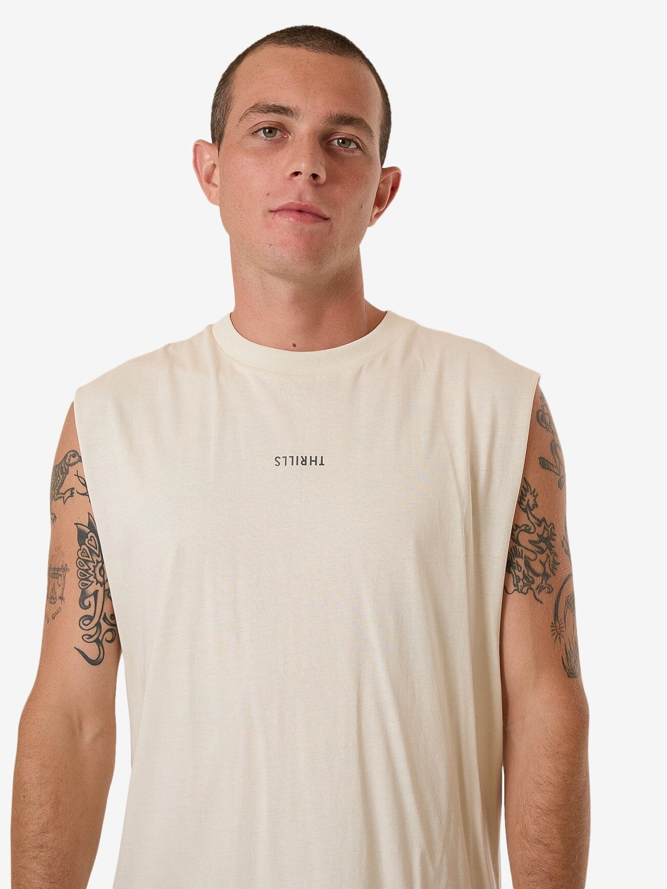 Minimal Thrills Merch Fit Muscle Tee - Heritage White XS