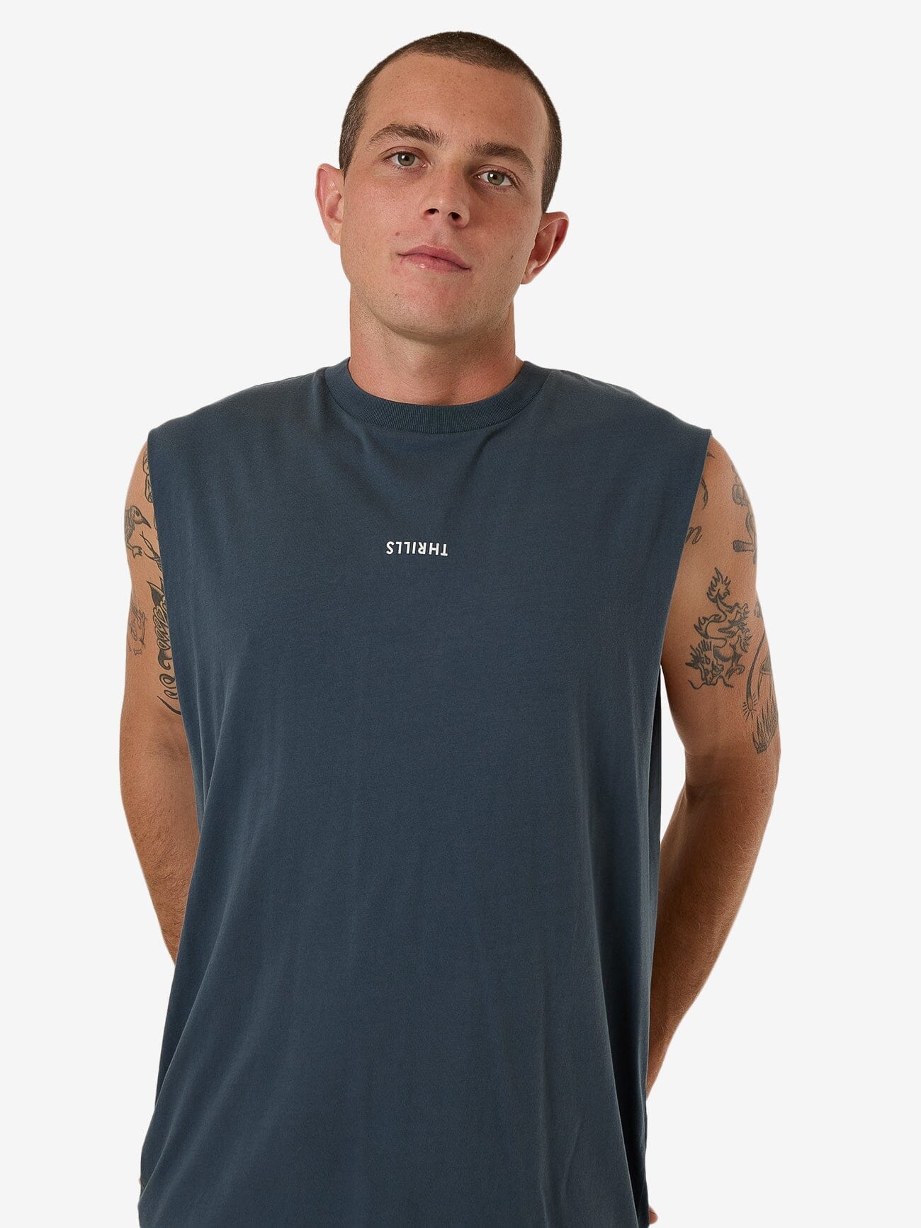 Minimal Thrills Merch Fit Muscle Tee - Dark Slate XS