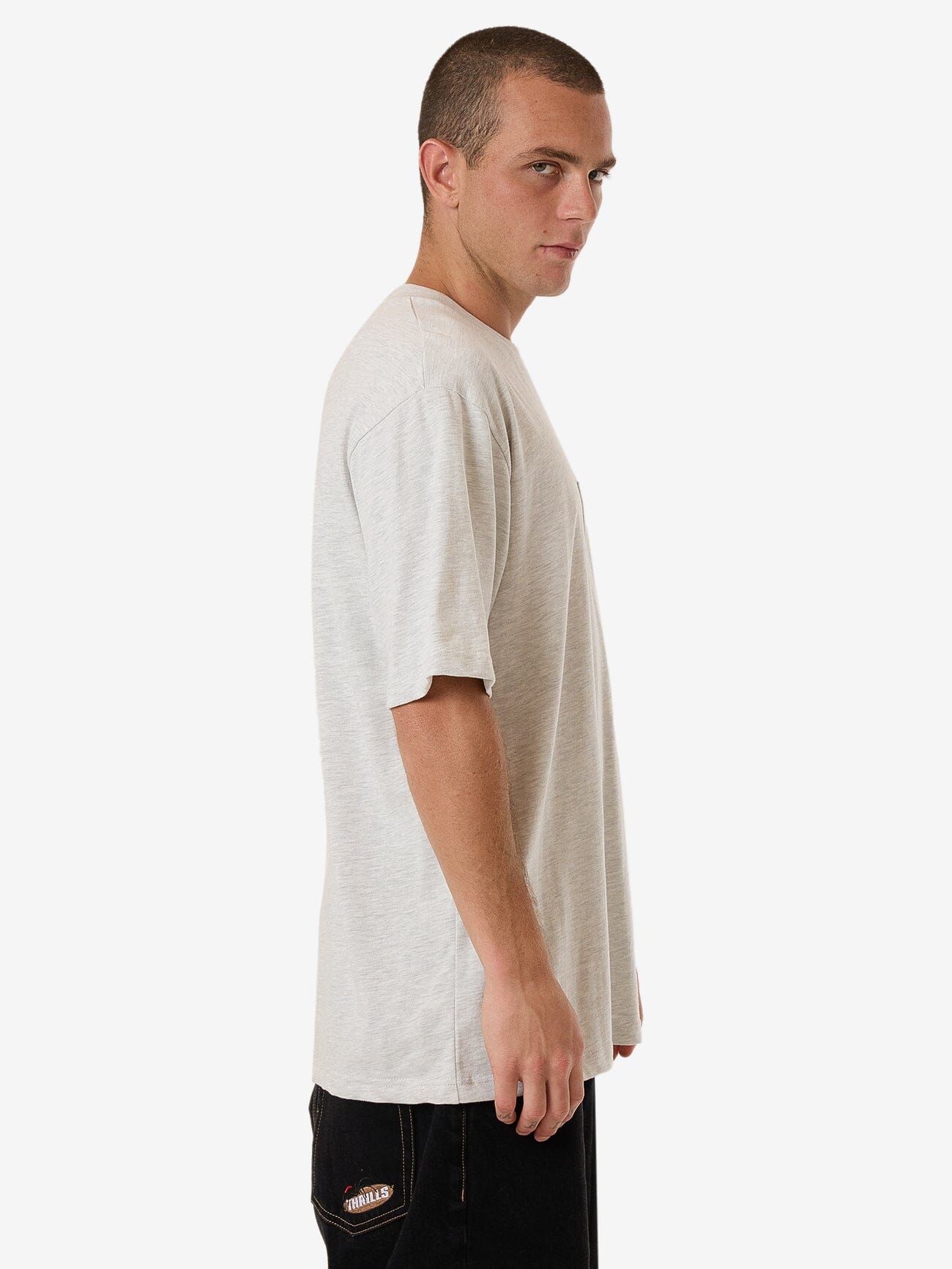 Thrills Union Oversize Fit Pocket Tee - White Marle XS