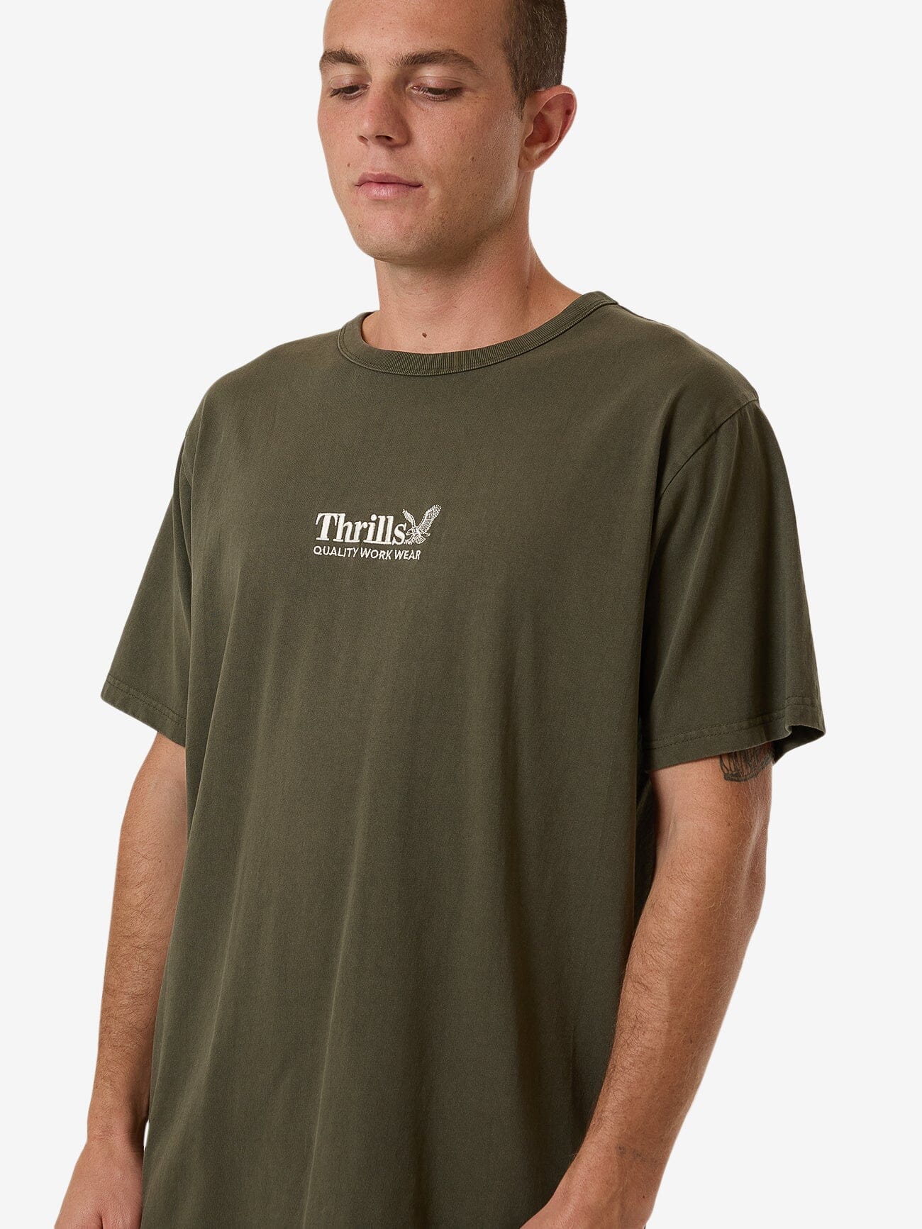 Thrills Workwear Embro Merch Fit Tee - Grape Leaf XS