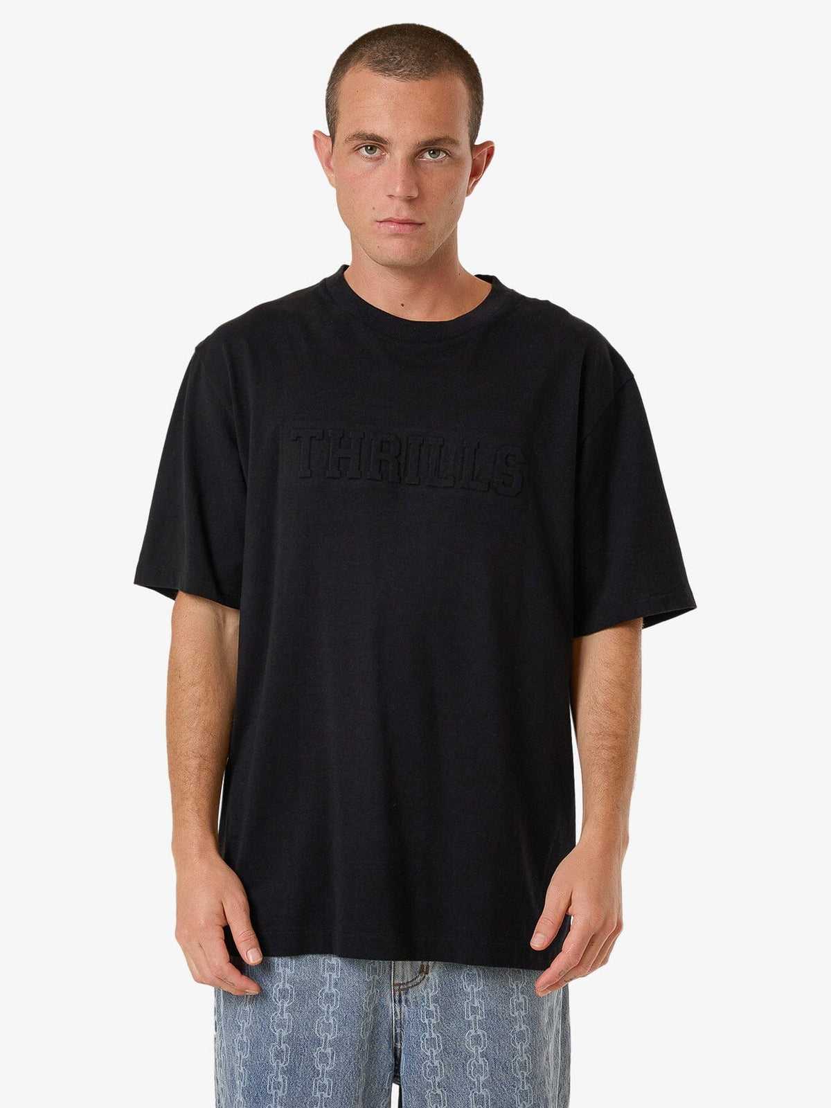 Roosevelt Emboss Oversize Fit Tee in Black | | Thrills Co. USA