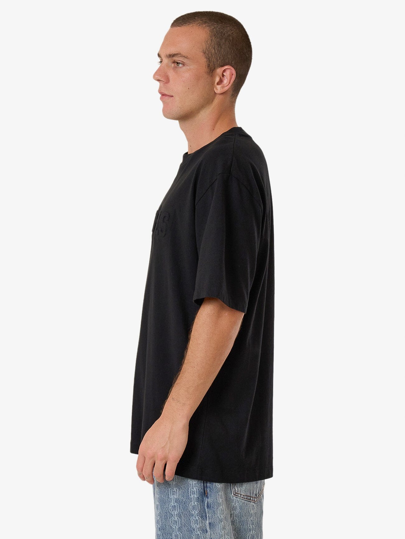 Roosevelt Emboss Oversize Fit Tee - Black