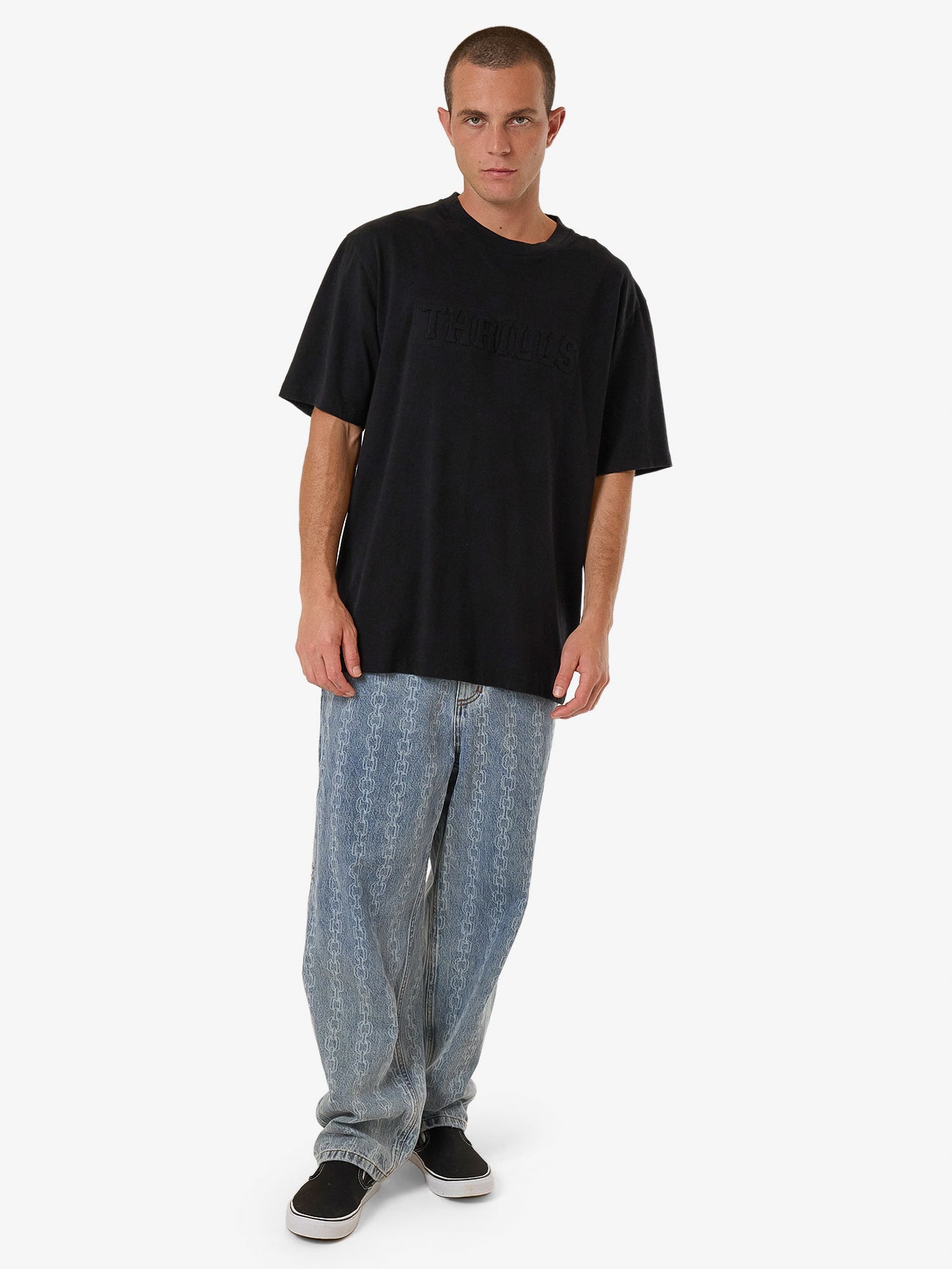 Roosevelt Emboss Oversize Fit Tee - Black