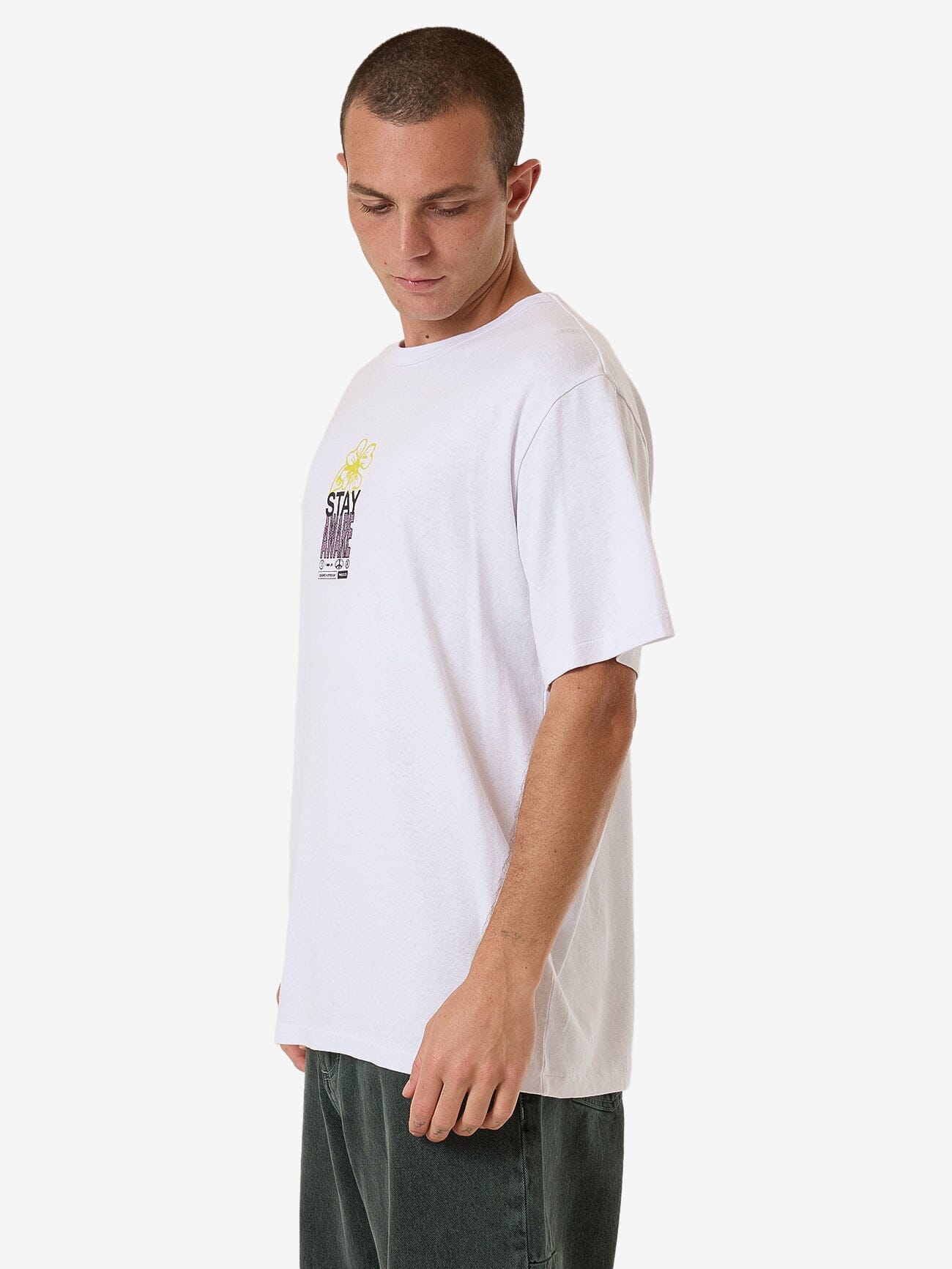 Hemp Stay Aware Merch Fit Tee - Lucent White XS