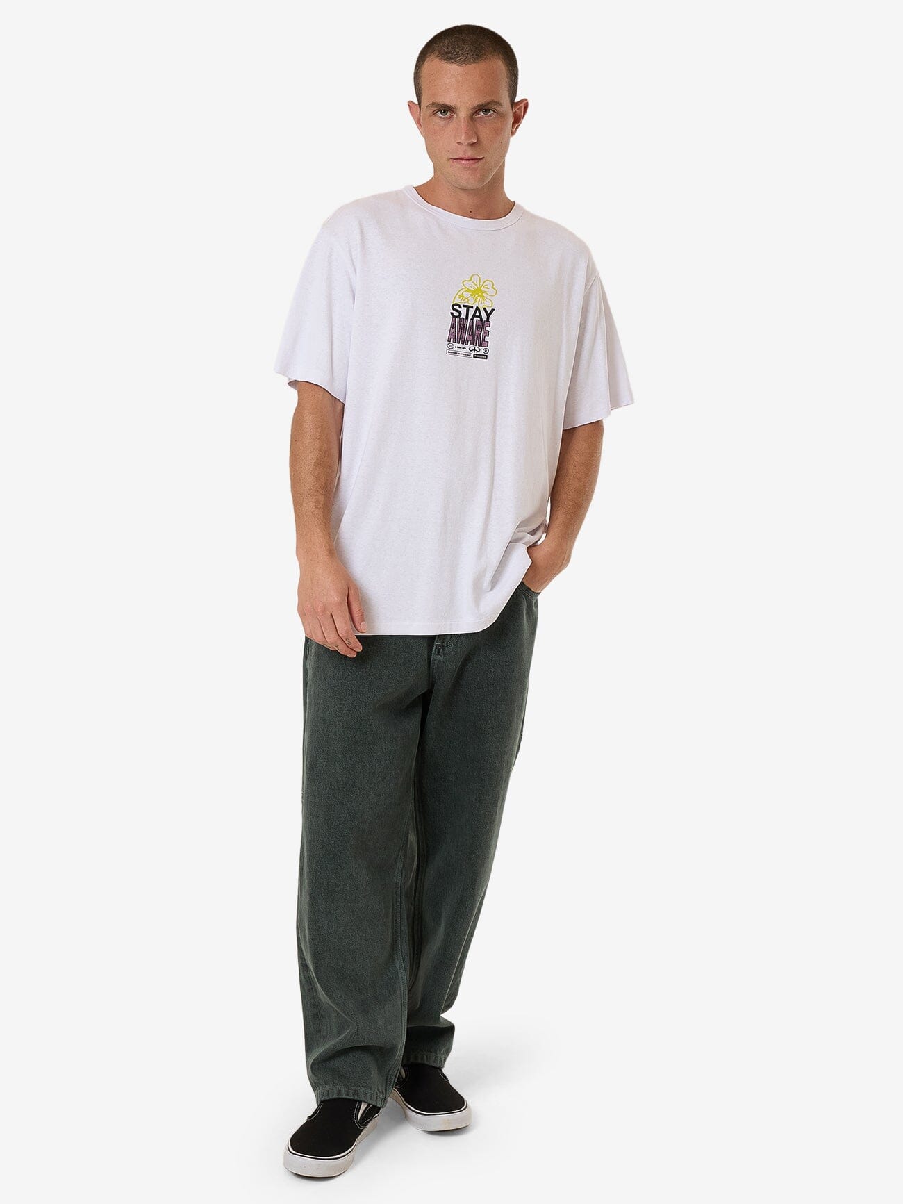 Hemp Stay Aware Merch Fit Tee - Lucent White XS