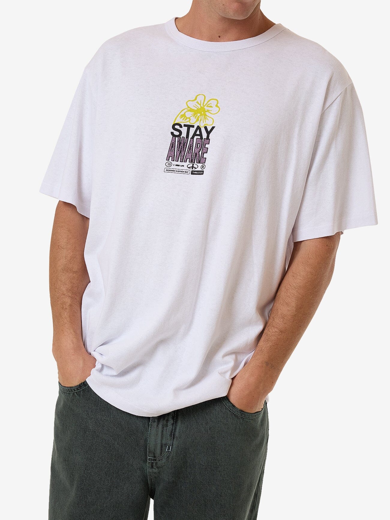 Hemp Stay Aware Merch Fit Tee - Lucent White XS