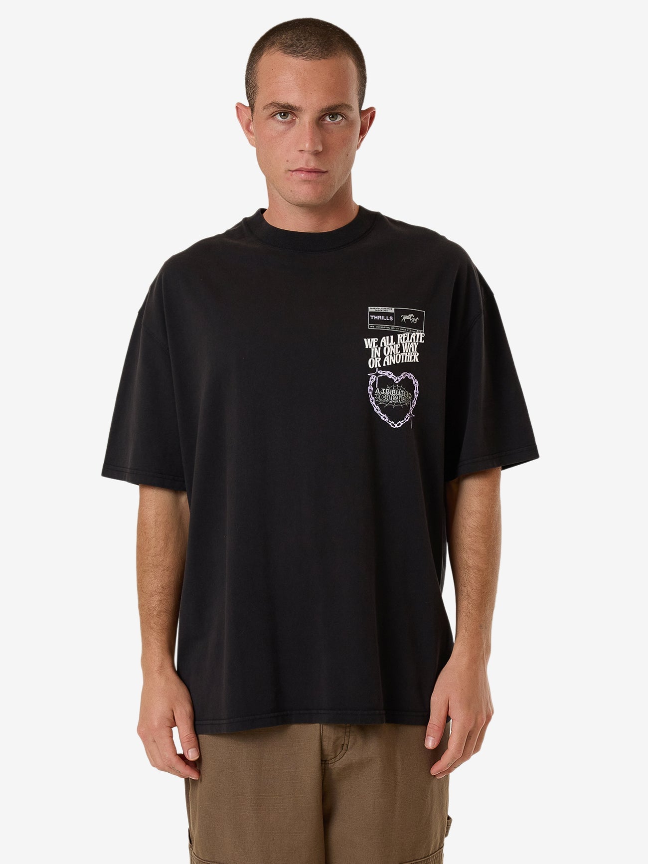 Chain Reaction Box Fit Oversize Tee - Faded Black XS