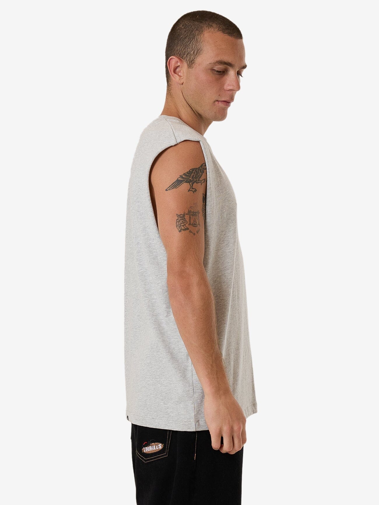 Roosevelt Merch Fit Muscle Tee - Snow Marle XS