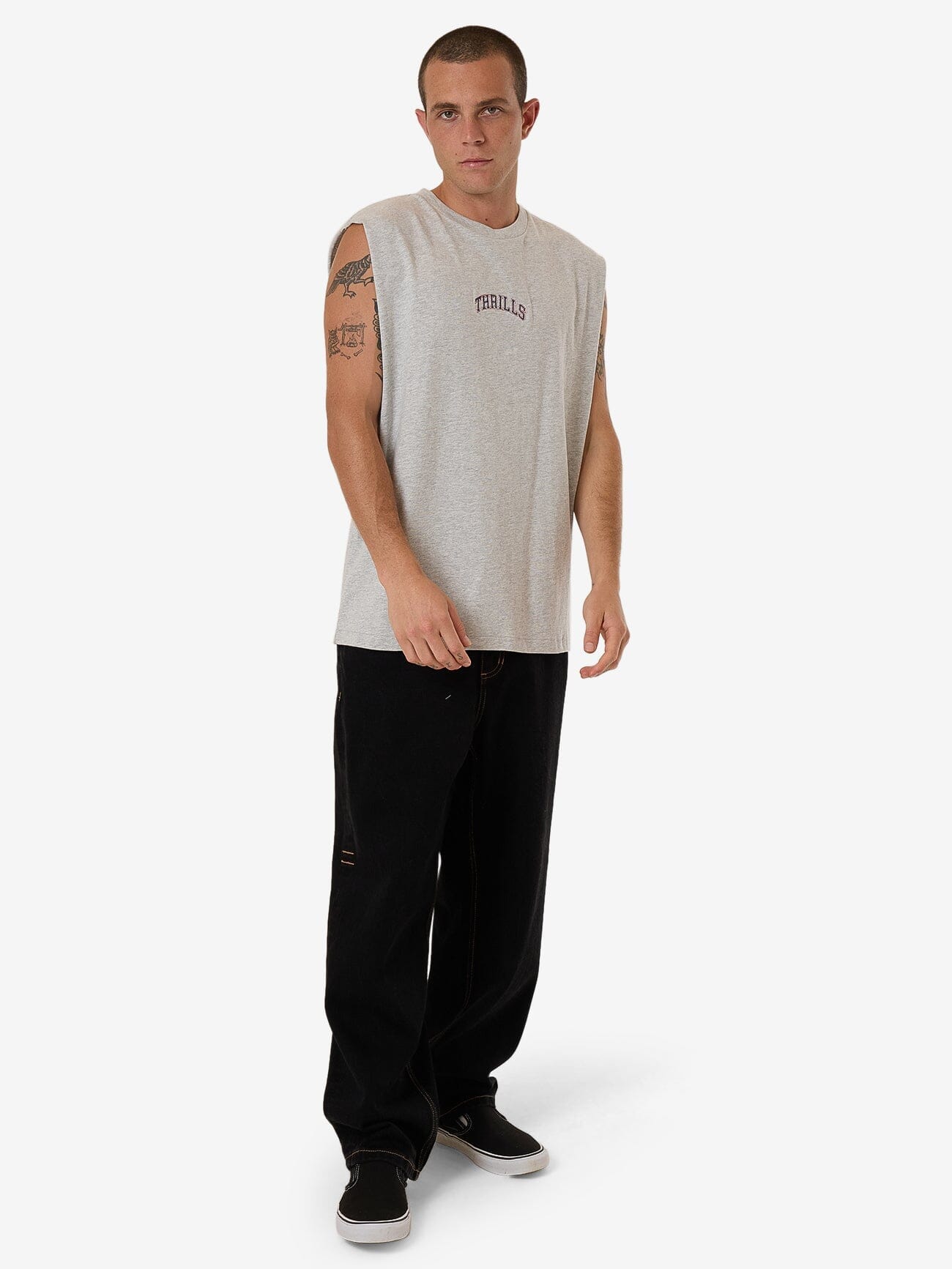 Roosevelt Merch Fit Muscle Tee - Snow Marle XS