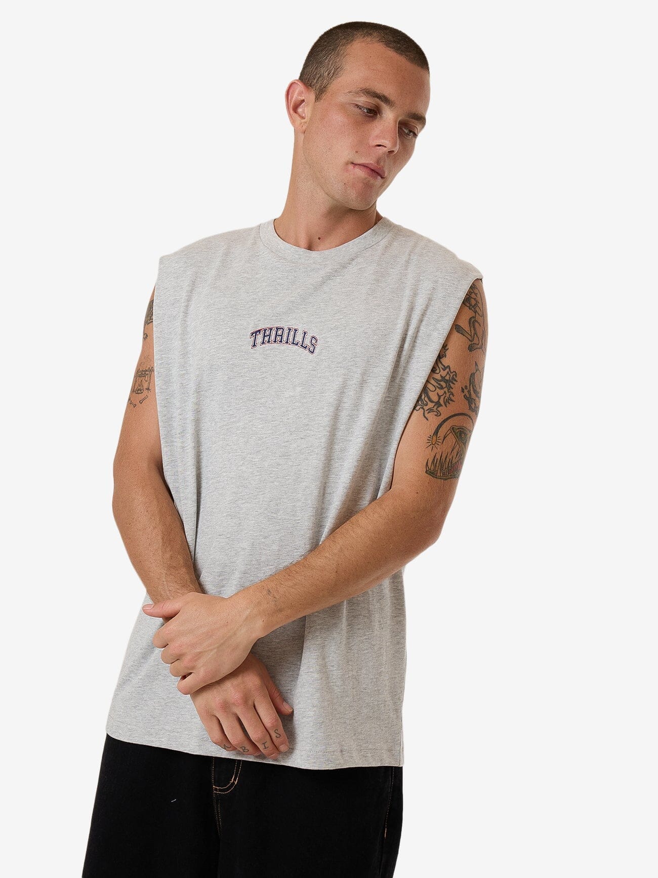 Roosevelt Merch Fit Muscle Tee - Snow Marle XS