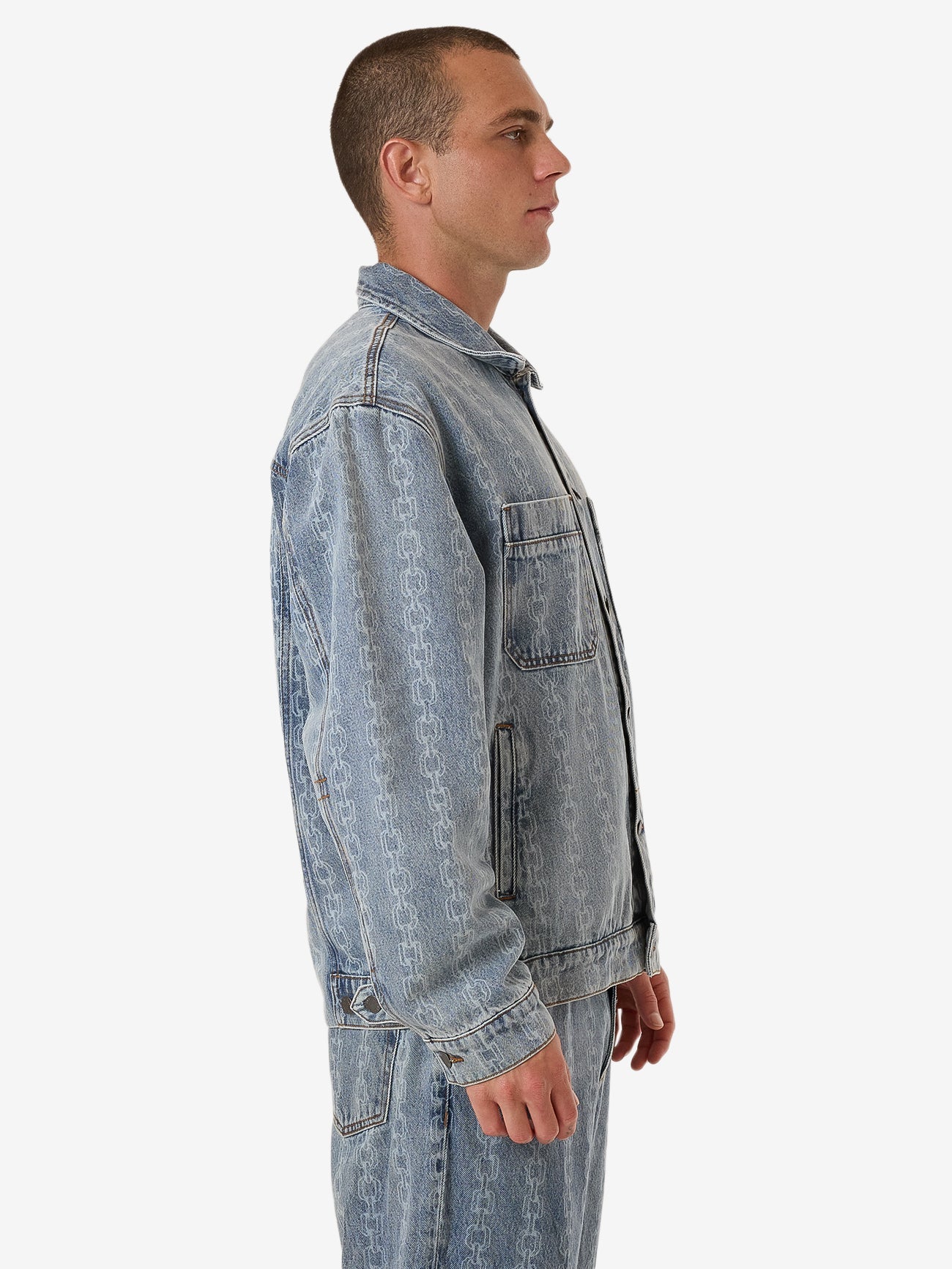 Chain Reaction Canyon Oversized Denim Jacket - Faded Rinse Indigo XS