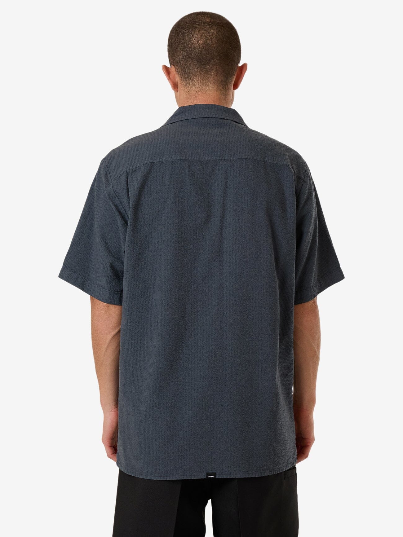 Minimal Thrills Stripe Bowling Shirt - Dark Slate