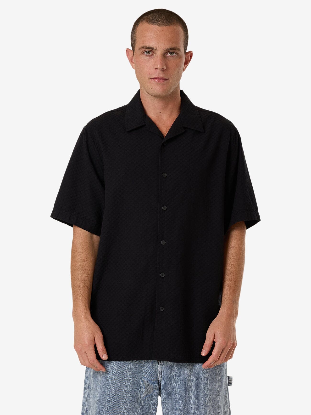 Distortion Bowling Shirt - Black