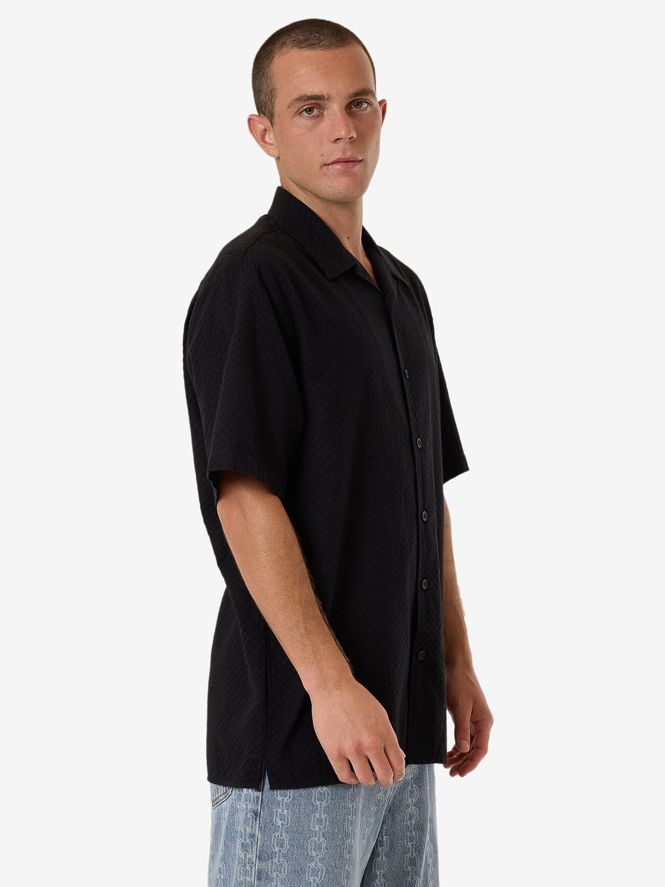 Distortion Bowling Shirt - Black