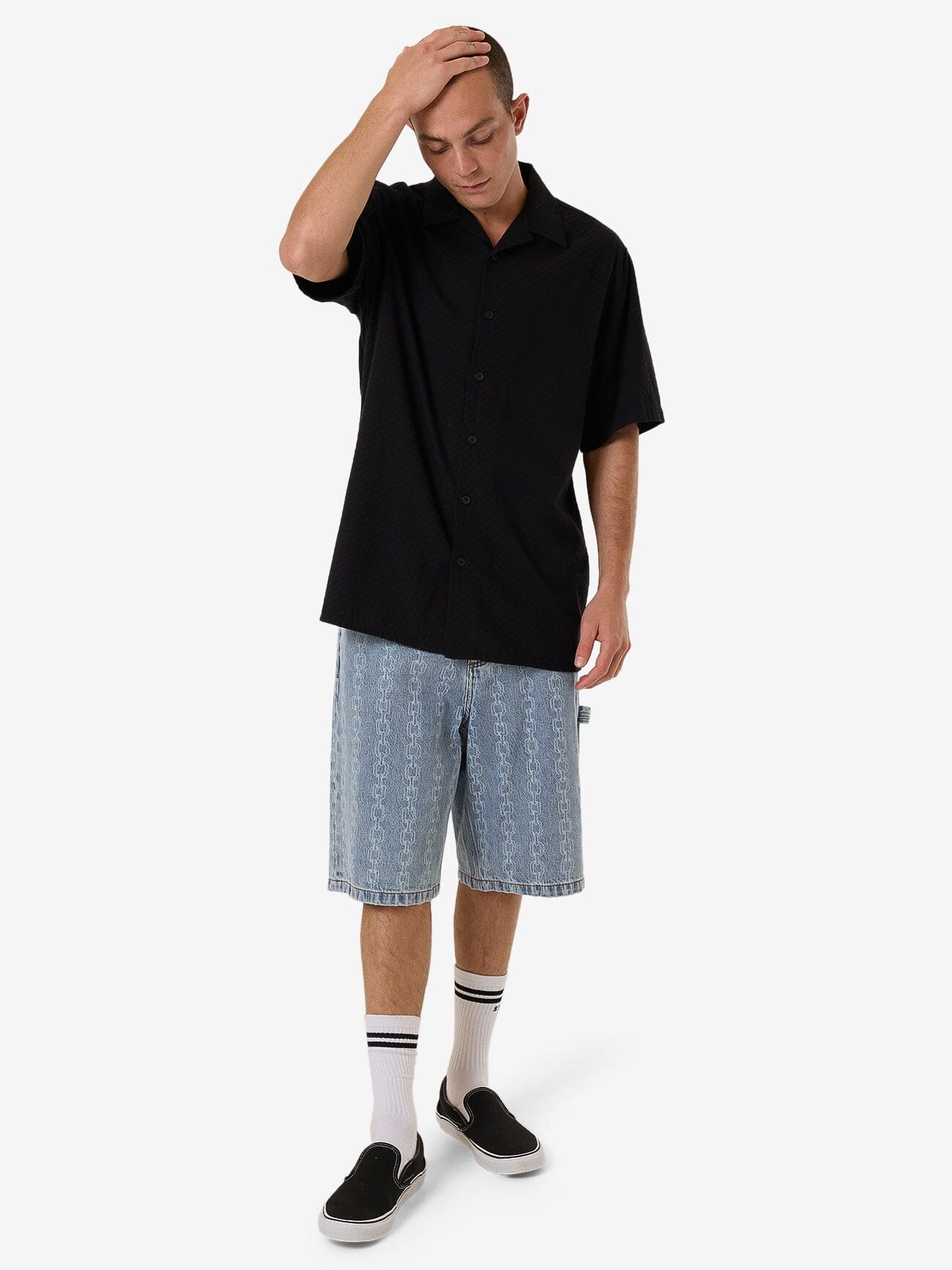 Distortion Bowling Shirt - Black