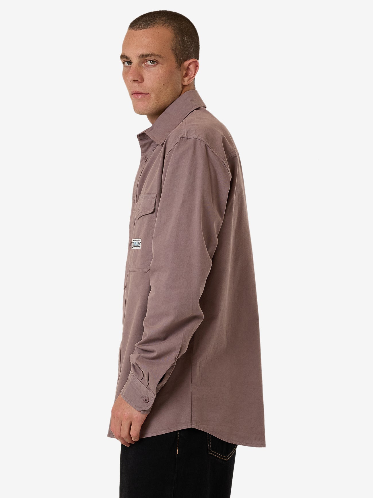 Double Meaning Long Sleeve Shirt - Dove XS