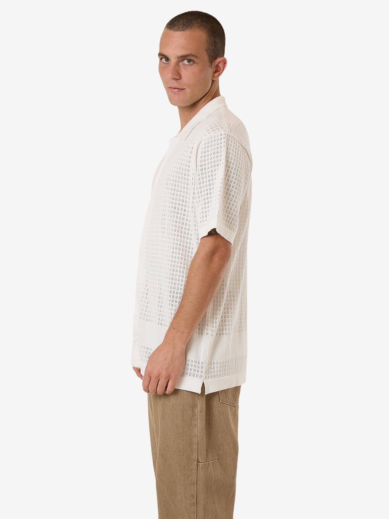 Lost In Paradise Knit Bowling Shirt - Unbleached