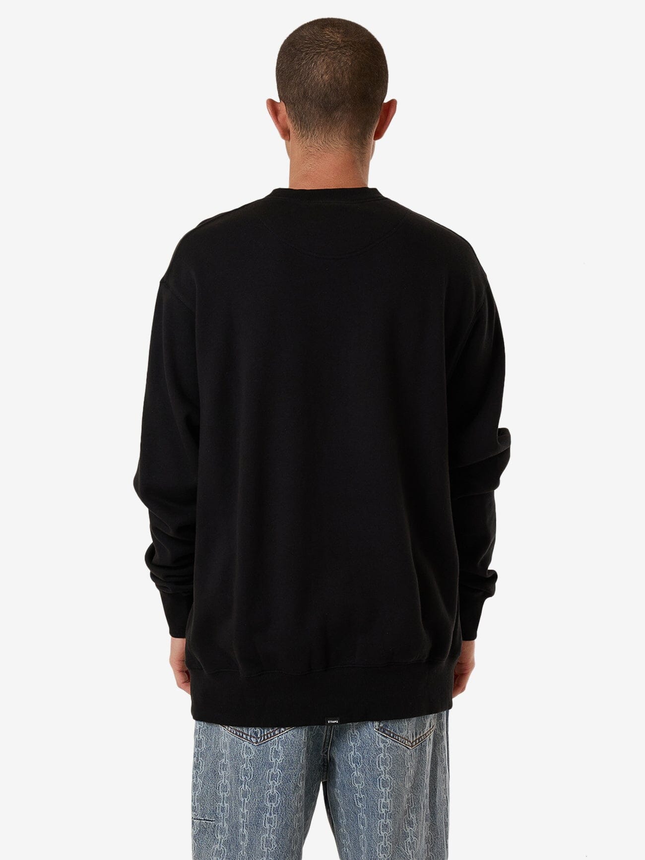 Roosevelt Emboss Oversize Crew Fleece - Black XS