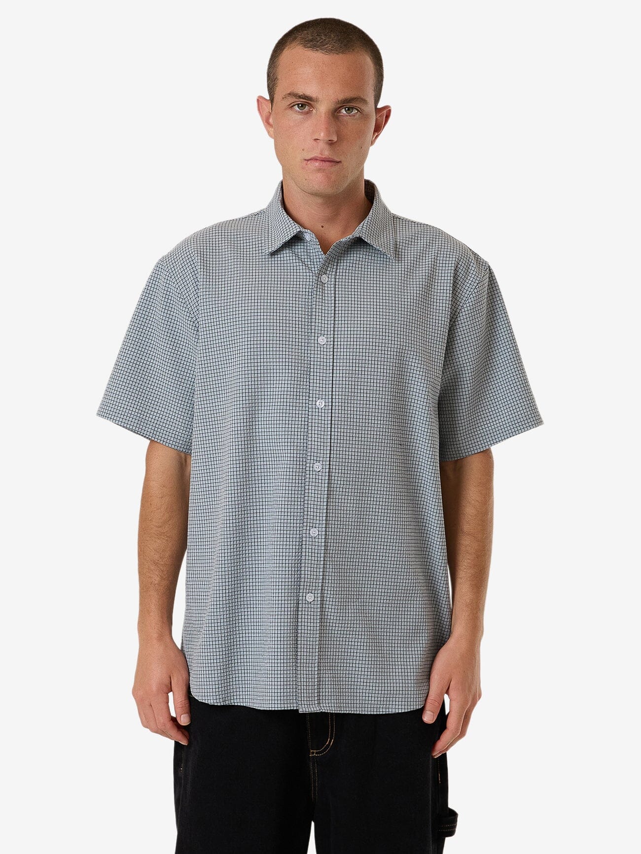 Morphing Check Short Sleeve Shirt - Crystal Blue