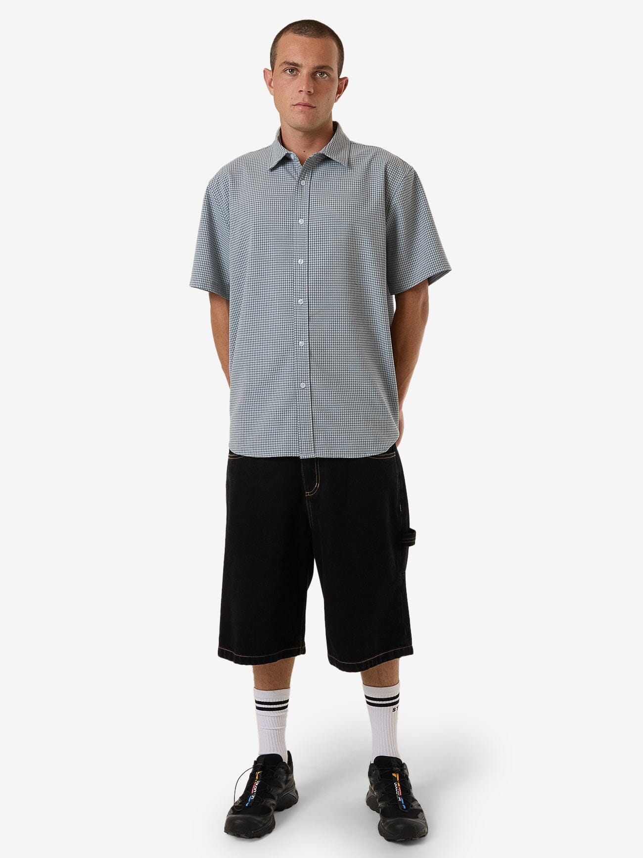 Morphing Check Short Sleeve Shirt - Crystal Blue