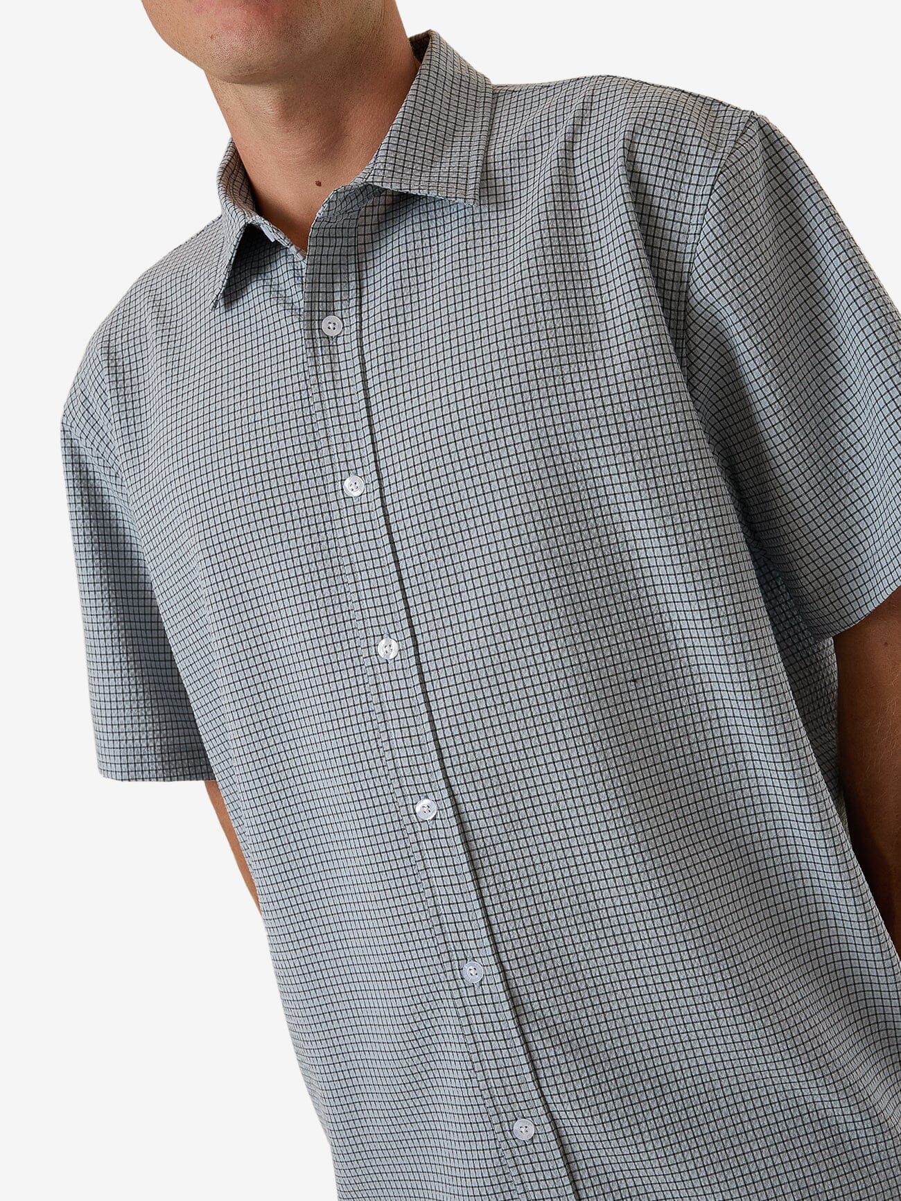 Morphing Check Short Sleeve Shirt - Crystal Blue