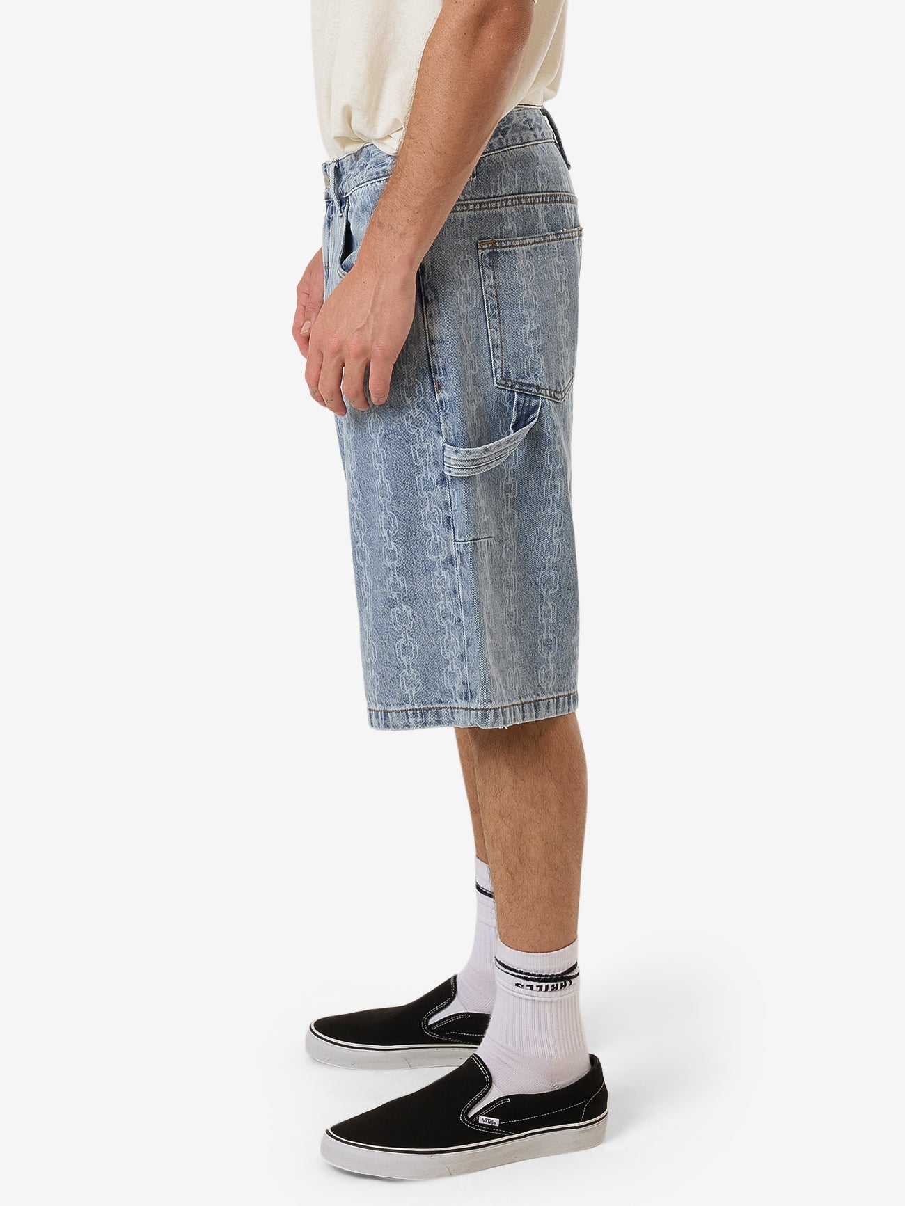 Chain Reaction Big Slacker Denim Short - Faded Rinse Indigo 28