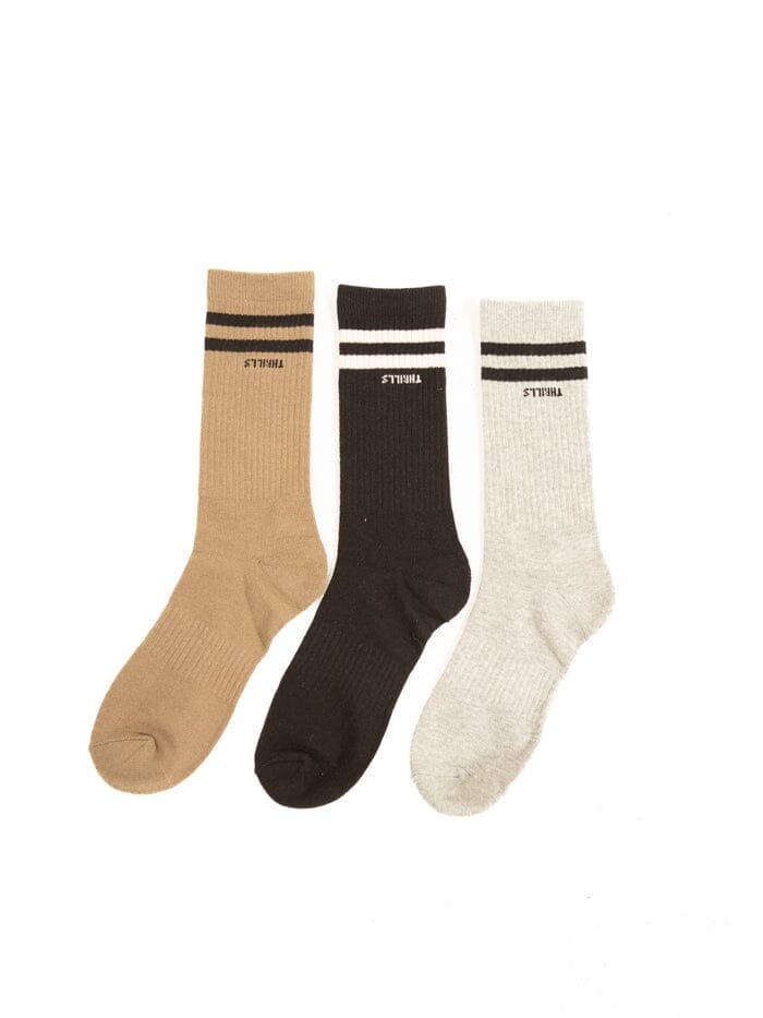 Minimal Thrills 3 Pack Sock - Grey Marle-Washed Black-Dune
