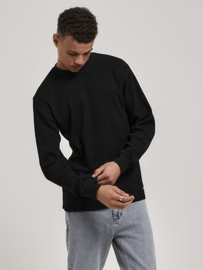 Thrills Union Waffle Long Sleeve - Black
