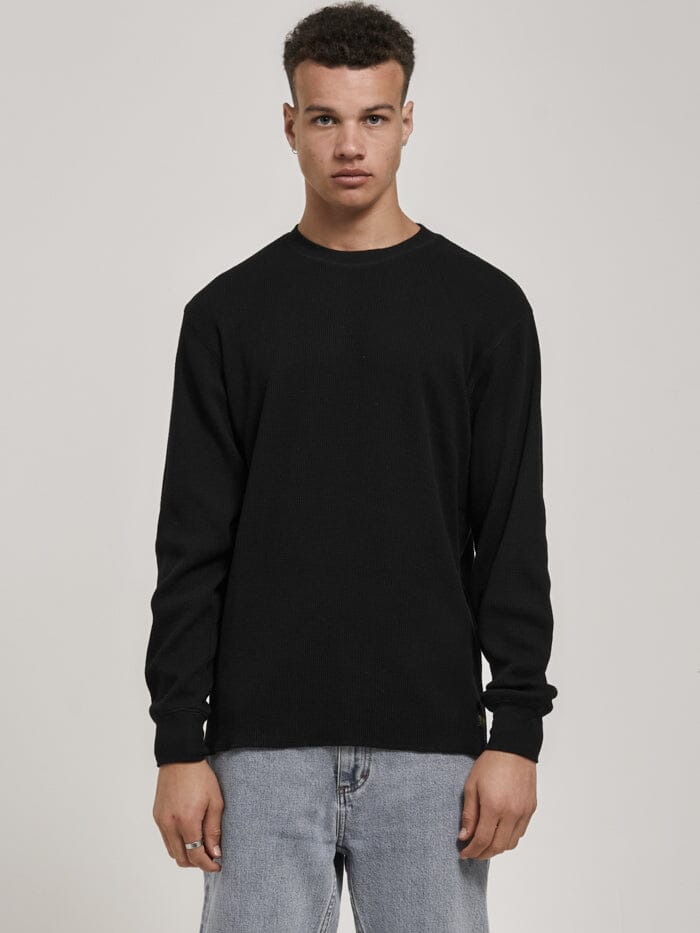 Thrills Union Waffle Long Sleeve - Black
