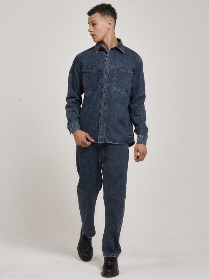 Thrills Union Long Sleeve Work Shirt - Worn In Blue