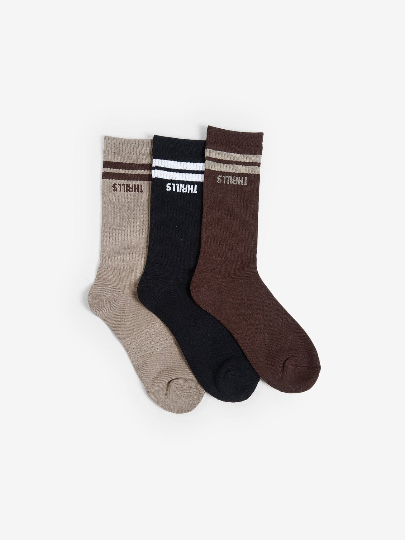 Minimal Thrills 3 Pack Sock - Oyster - Merch Black - Deep Plum One Size