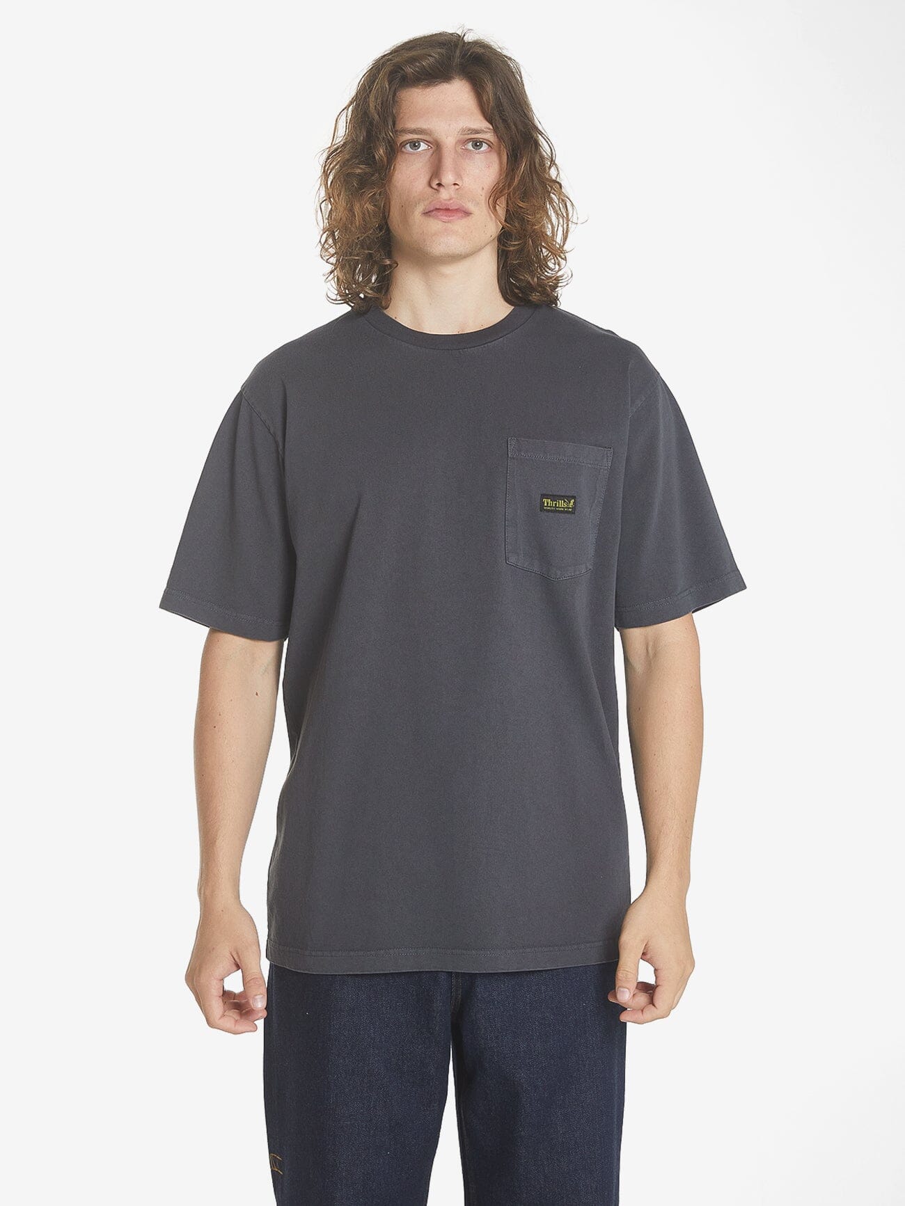 Thrills Union Oversize Fit Pocket Tee - Dark Charcoal XS