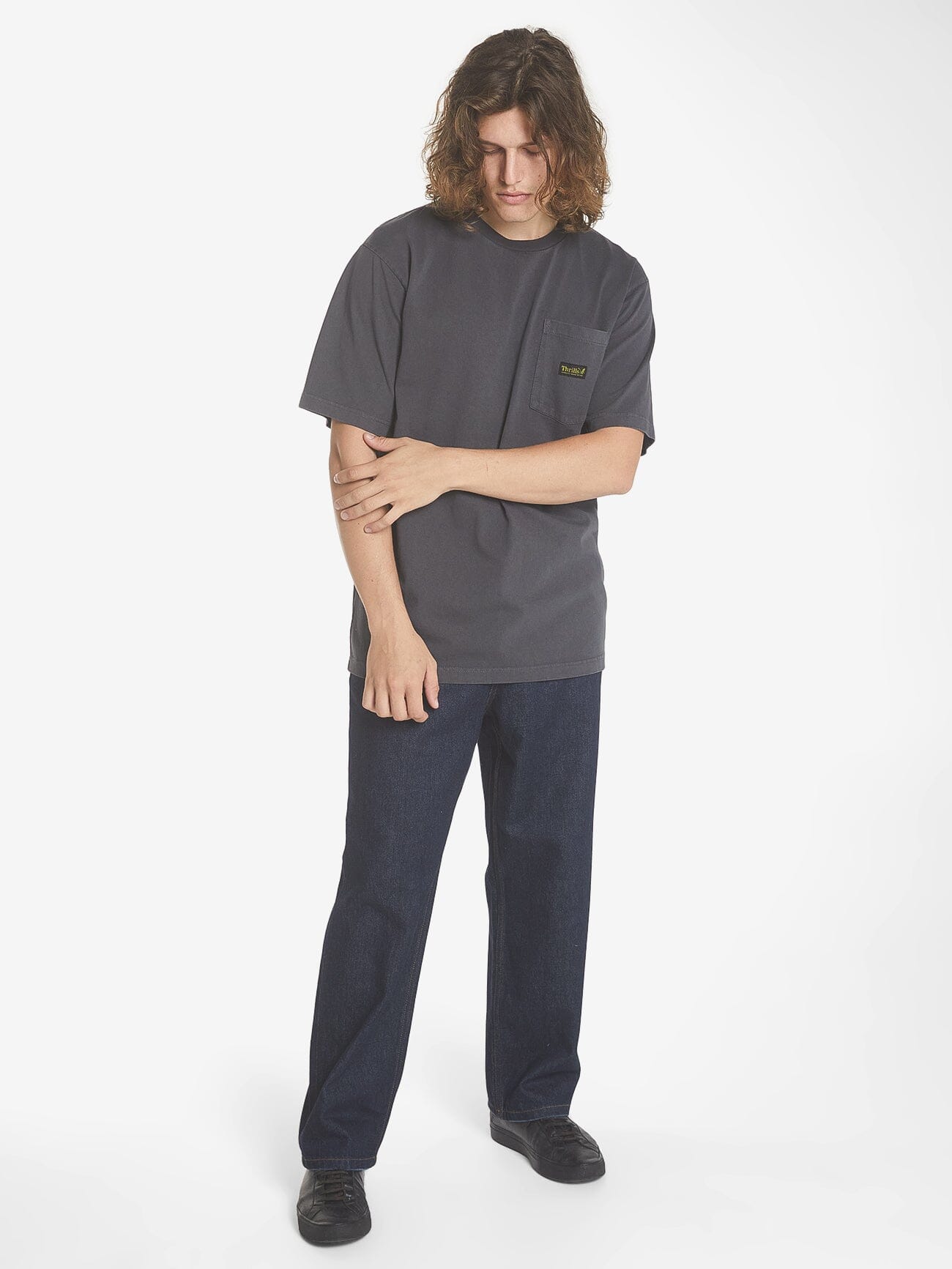 Thrills Union Oversize Fit Pocket Tee - Dark Charcoal XS