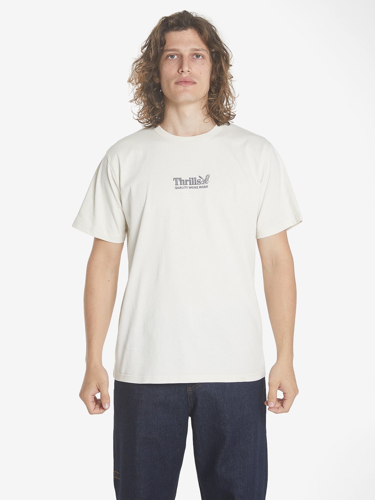 Thrills Workwear Embro Merch Fit Tee - Heritage White XS