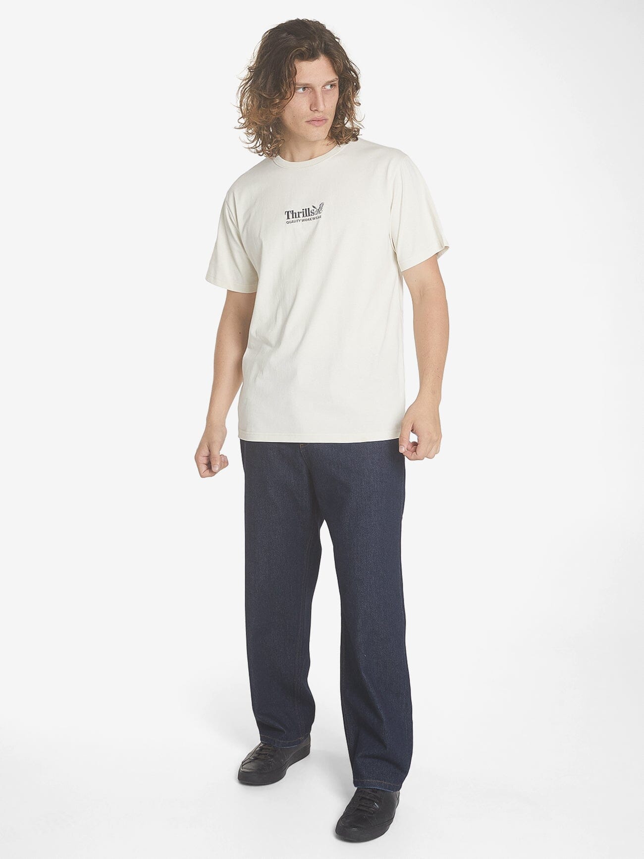 Thrills Workwear Embro Merch Fit Tee - Heritage White XS